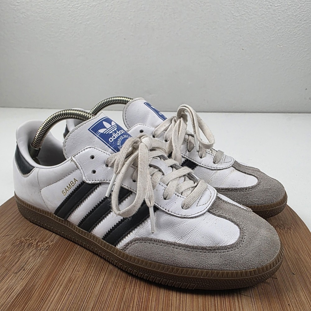 Adidas Samba OG Shoes Mens Size 9 White Black Leather Gum Soccer Sneakers B75806 - Picture 6 of 16